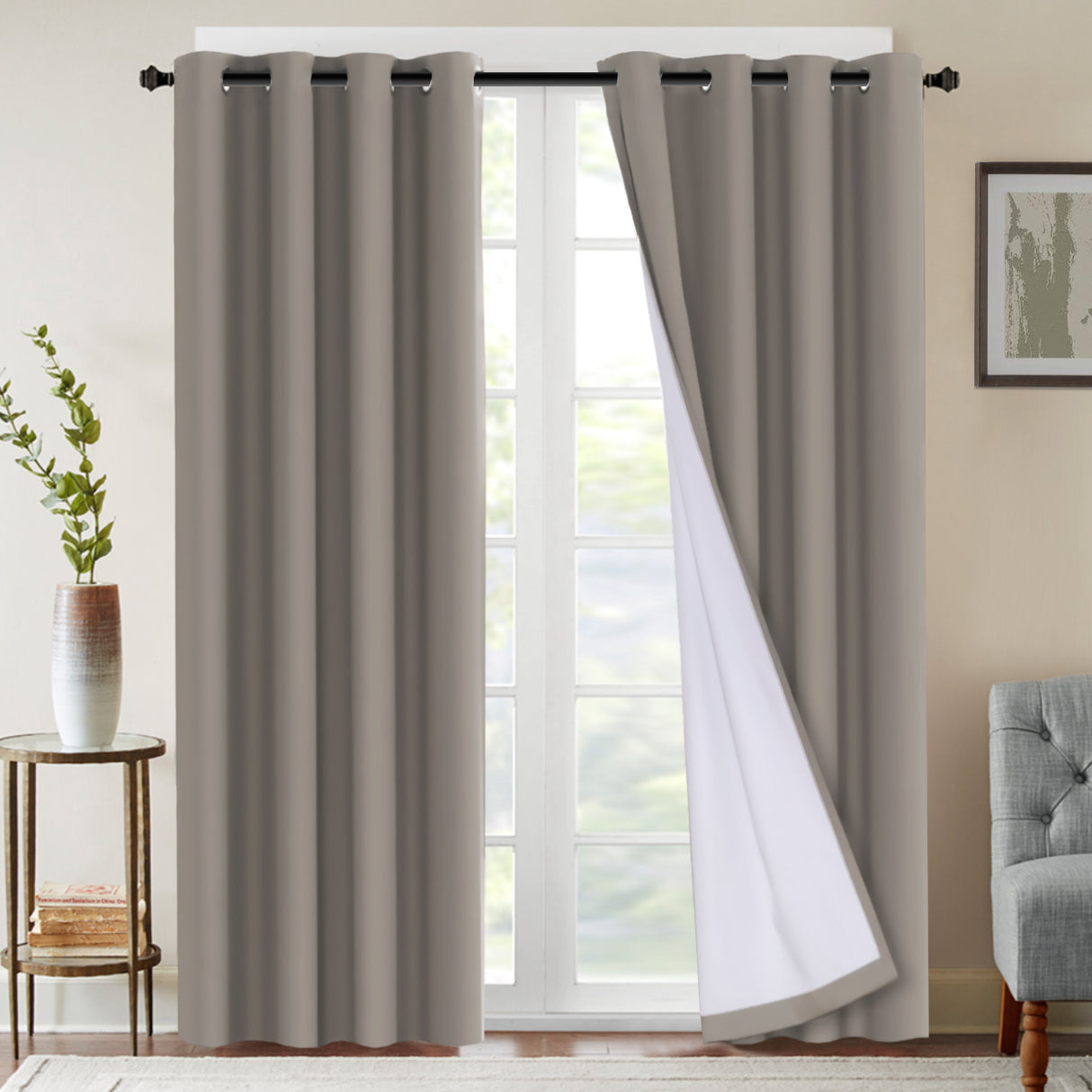 100% Blackout Curtains Full Light Blocking Curtain Draperies for Bedroom/Living Room 52'' x 108''