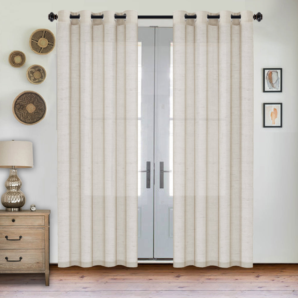 Grommet Semi Sheer Linen Draperies W52“ x L96" Set of 2 Panels
