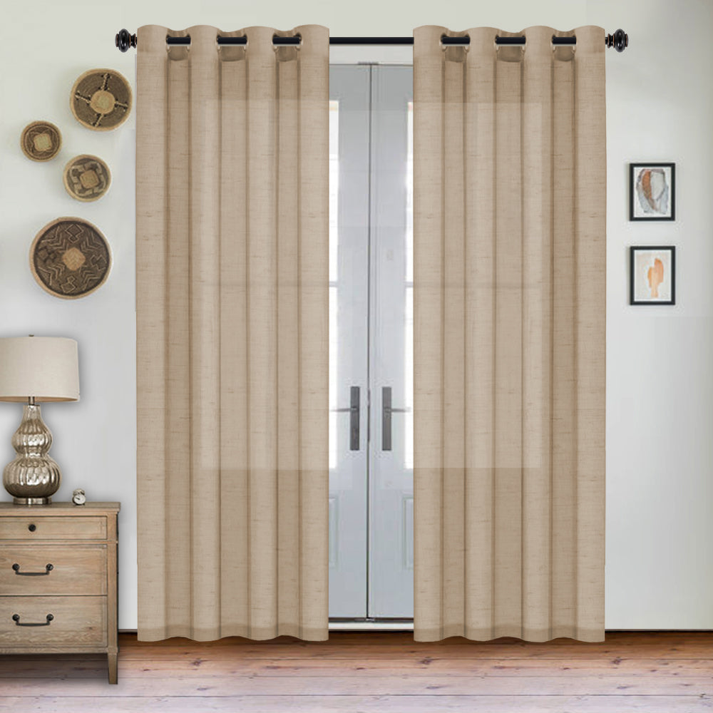 Grommet Semi Sheer Linen Draperies W52“ x L96" Set of 2 Panels