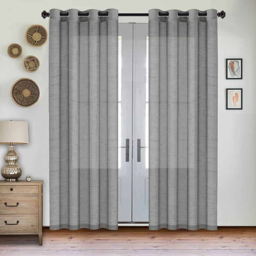 Grommet Semi Sheer Linen Draperies W52“ x L108" Set of 2 Panels