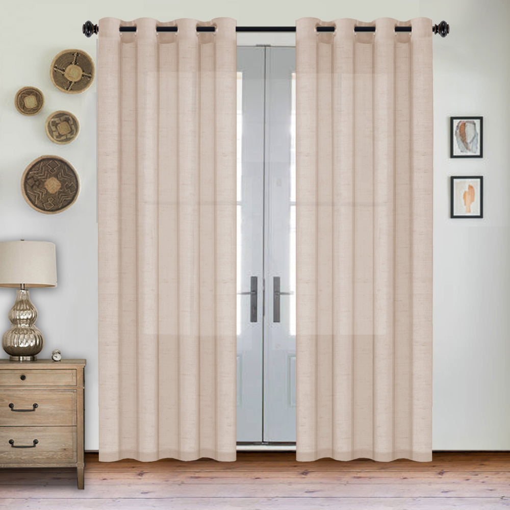 Grommet Semi Sheer Linen Draperies W52“ x L96" Set of 2 Panels