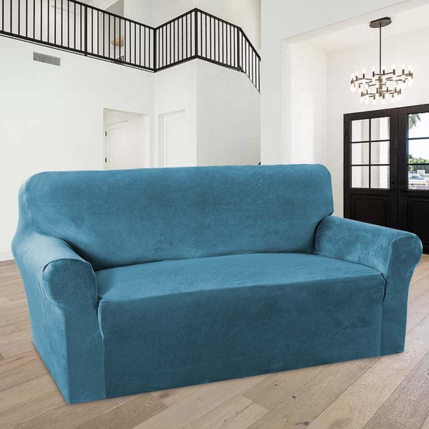 1-Piece Luxury Velvet 2-Seater Loveseat Stretch Slipcover