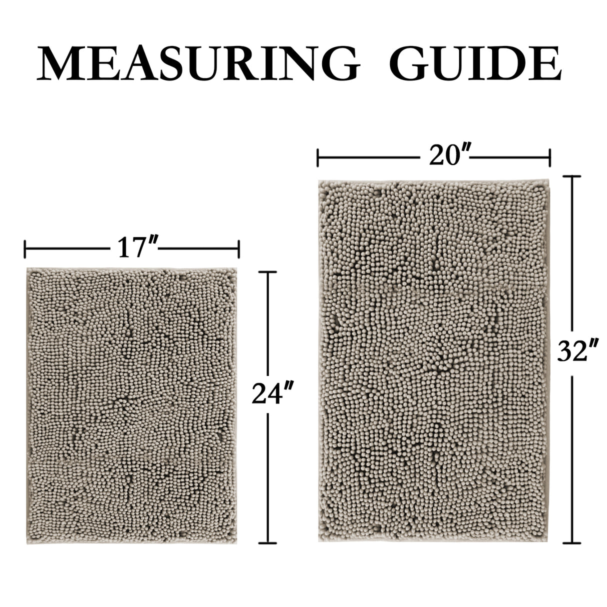 Chenille Bath Rug Set PVC Backing 20" x 32" & 17" x 24"