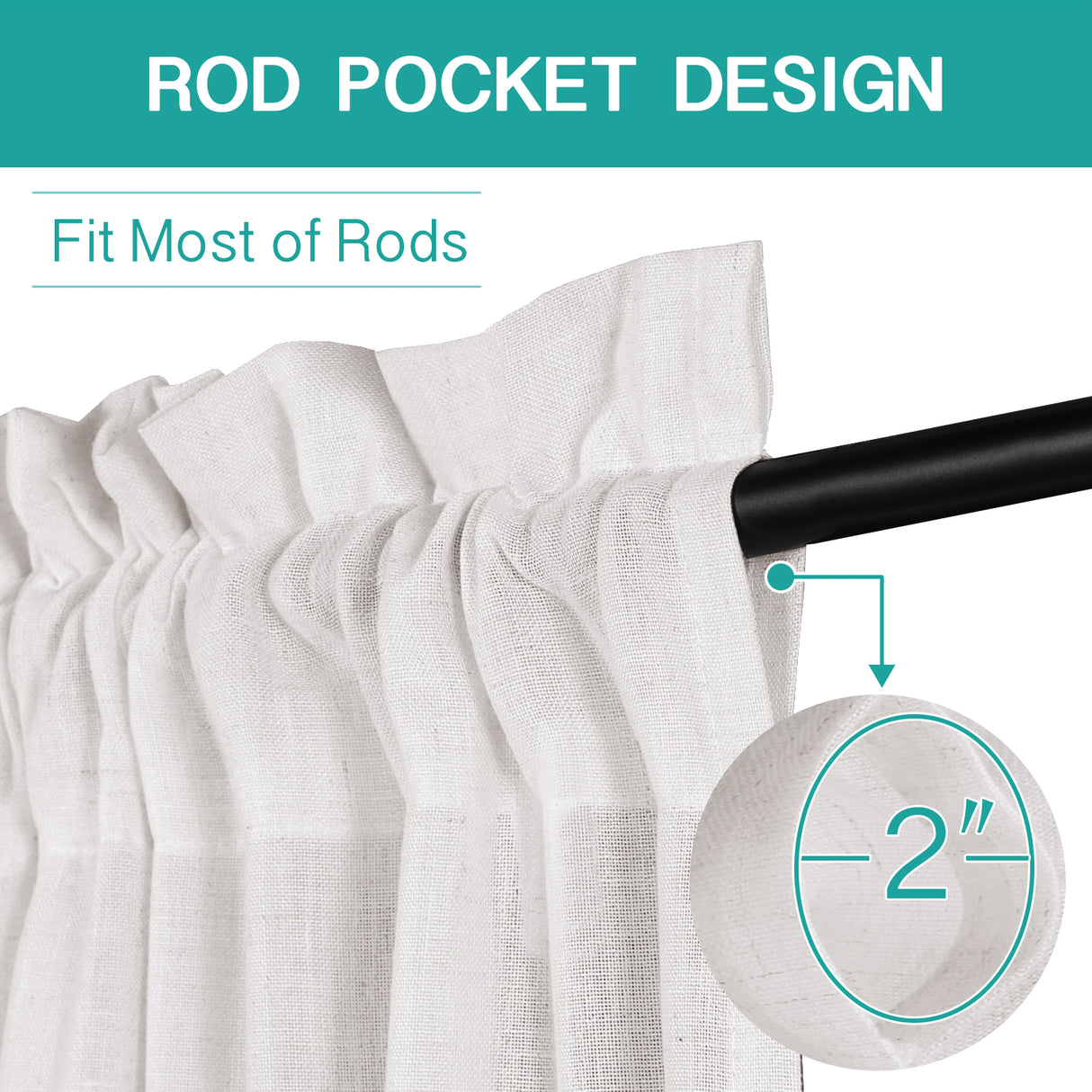 Rod Pocket Natural Linen Mixed Sheers Sold by 2 (52'' x 96'')