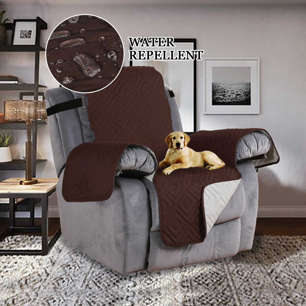 New Diamond 1-Piece Reversible Quilted Recliner Cover Protector, 77''H x 68''W