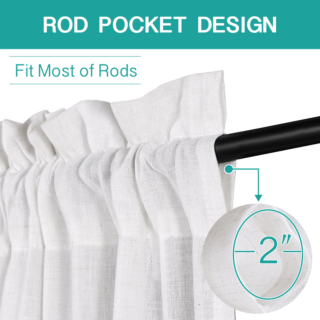 Rod Pocket Natural Linen Mixed Sheers Sold by 2 (52'' x 84'')