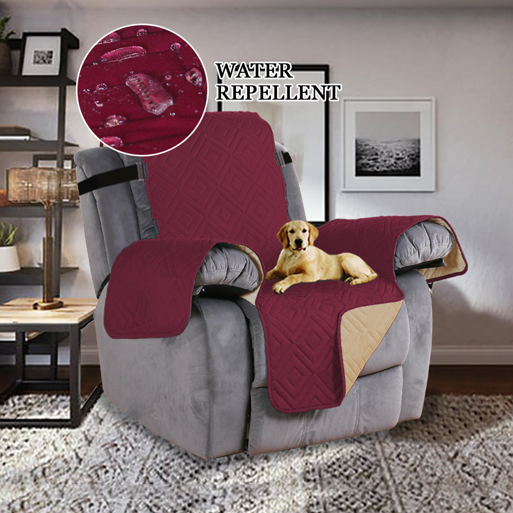 New Diamond 1-Piece Reversible Quilted Recliner Cover Protector, 77''H x 68''W