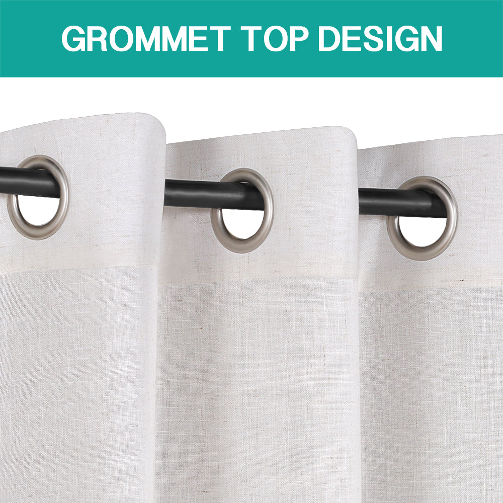 Grommet Natural Linen Mixed Sheers Sold by 2 (52'' x 63'')