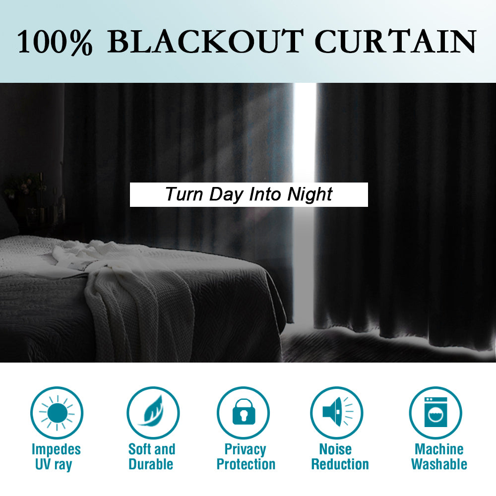 Thermal Insulated 100% Blackout Grommet Curtains for Bedroom with Black Liner(52 x 108-Inch, 2 Panels)