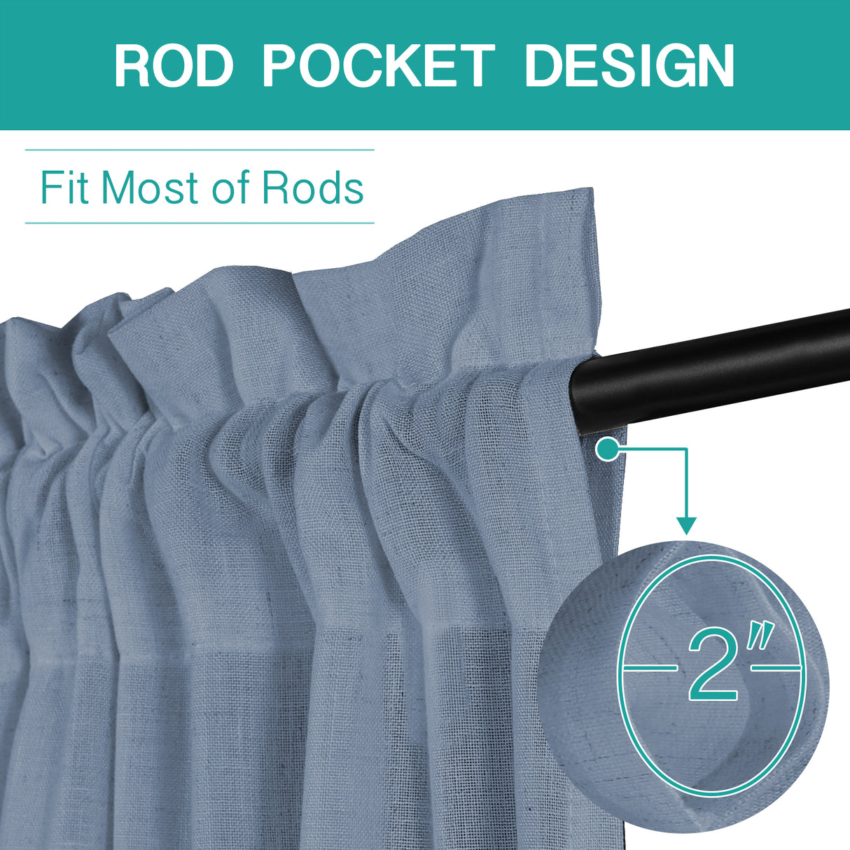 Rod Pocket Natural Linen Mixed Sheers Sold by 2 (52'' x 63'')