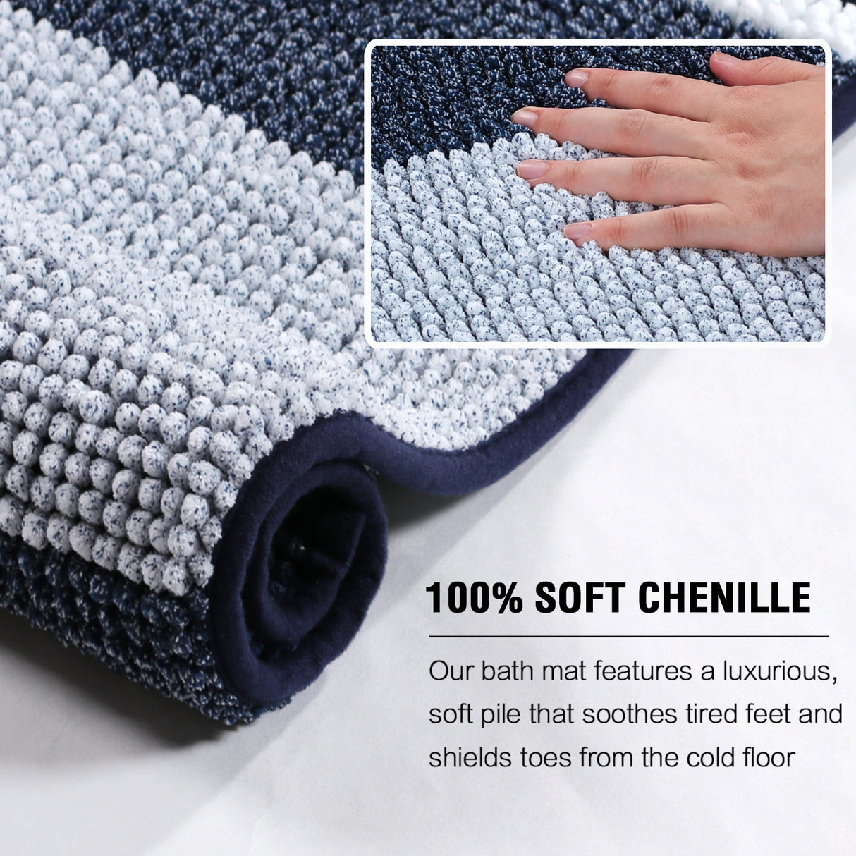 Chenille Ombre Bath Rug Set 20"x 32" & 20"x 20" U Shape