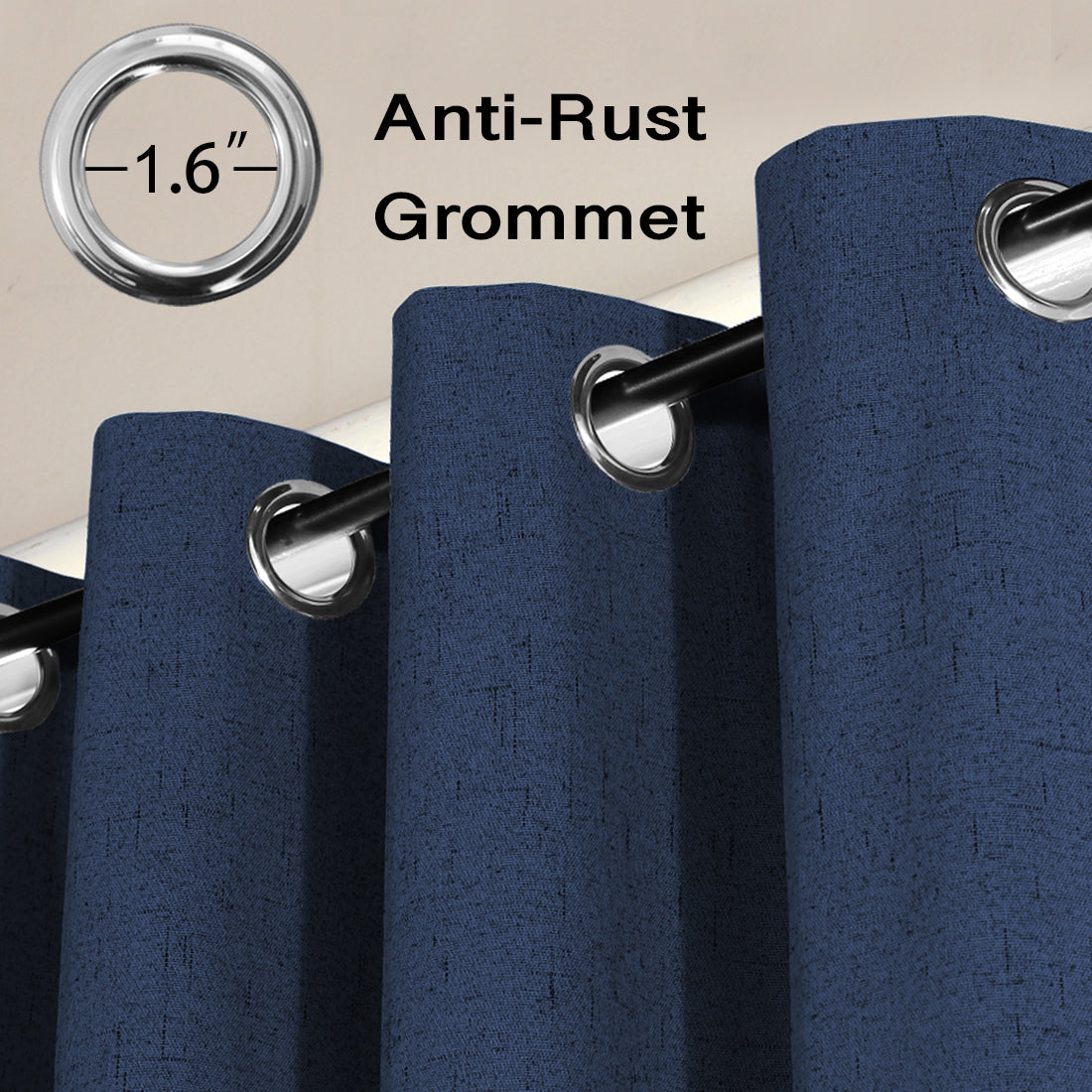 100% Premium Blackout Linen Textured Coating Draperies W52" x L96“ Set of 2 Panels