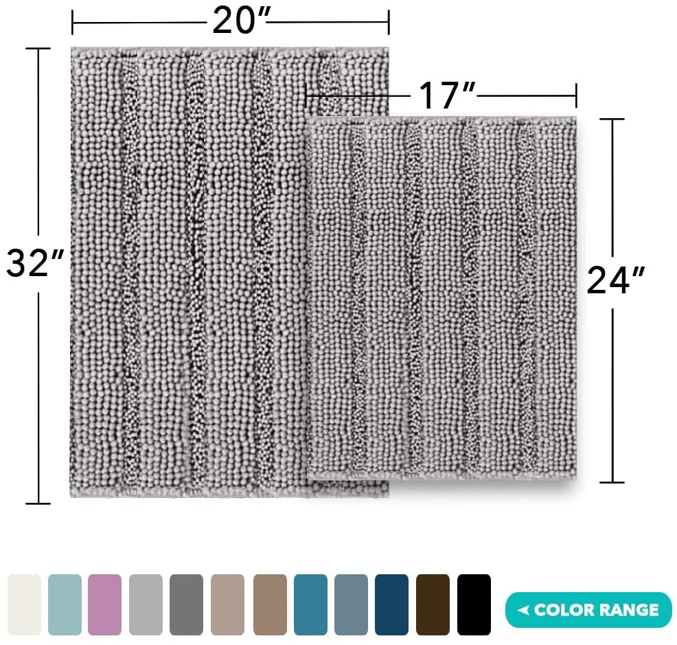 Chenille Stripe Rug 20" x 32" & 17"x 24" Set of 2