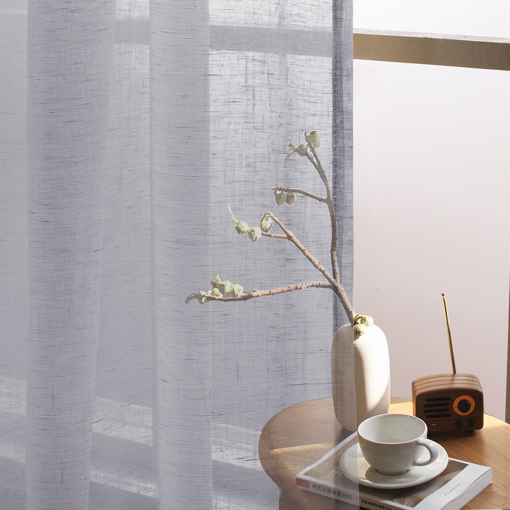 Grommet Semi Sheer Linen Draperies W52“ x L96" Set of 2 Panels