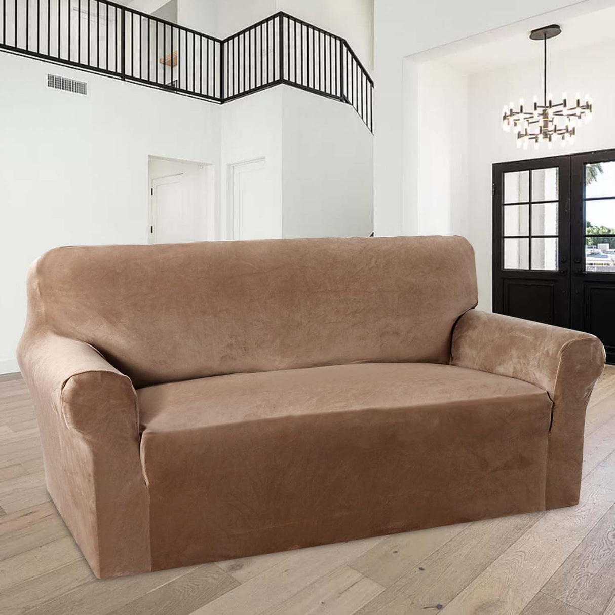 1-Piece Luxury Velvet 2-Seater Loveseat Stretch Slipcover