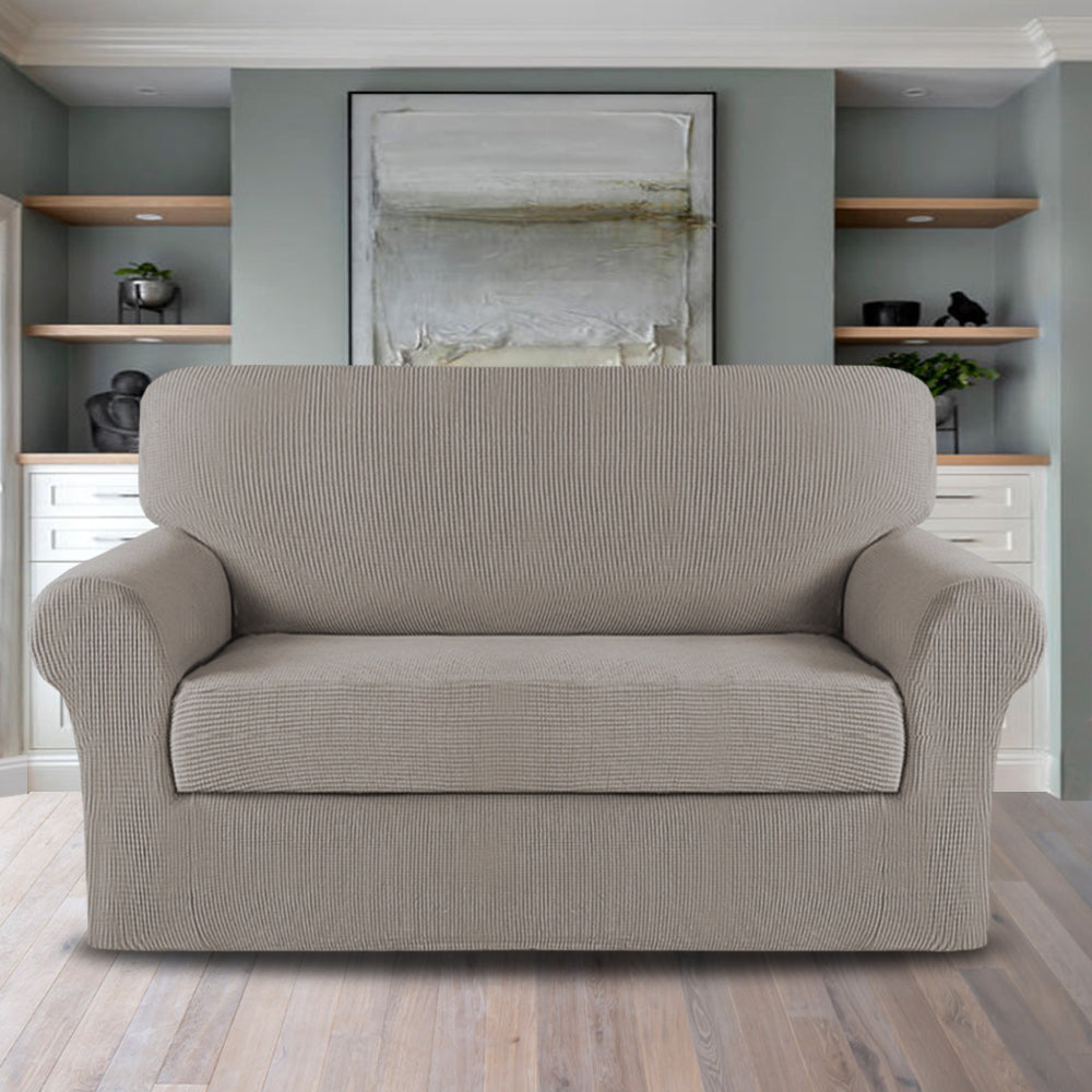 2-Piece Jacquard 2-Seater Loveseat Slipcover