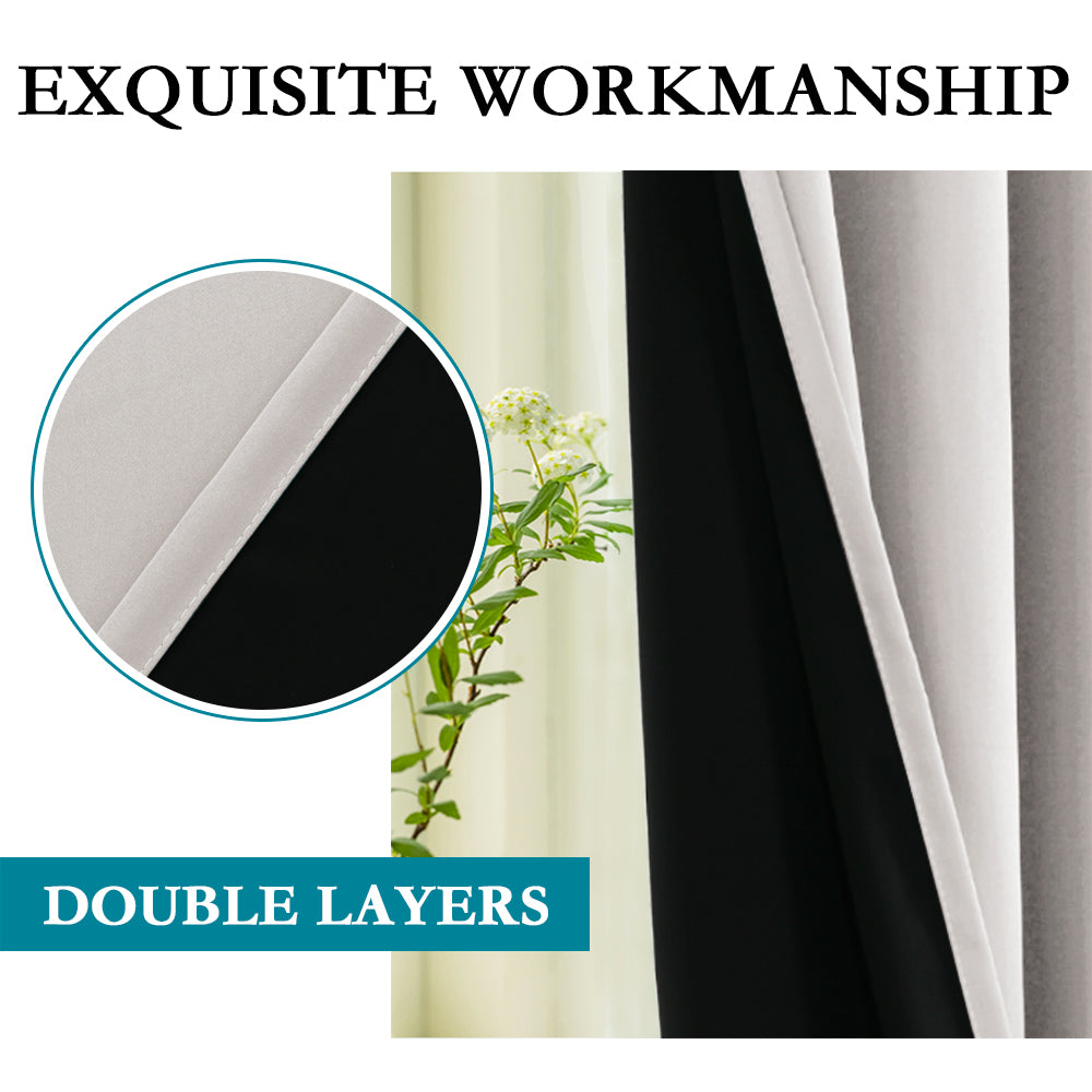 Thermal Insulated 100% Blackout Grommet Curtains for Bedroom with Black Liner(52 x 96-Inch, 2 Panels)
