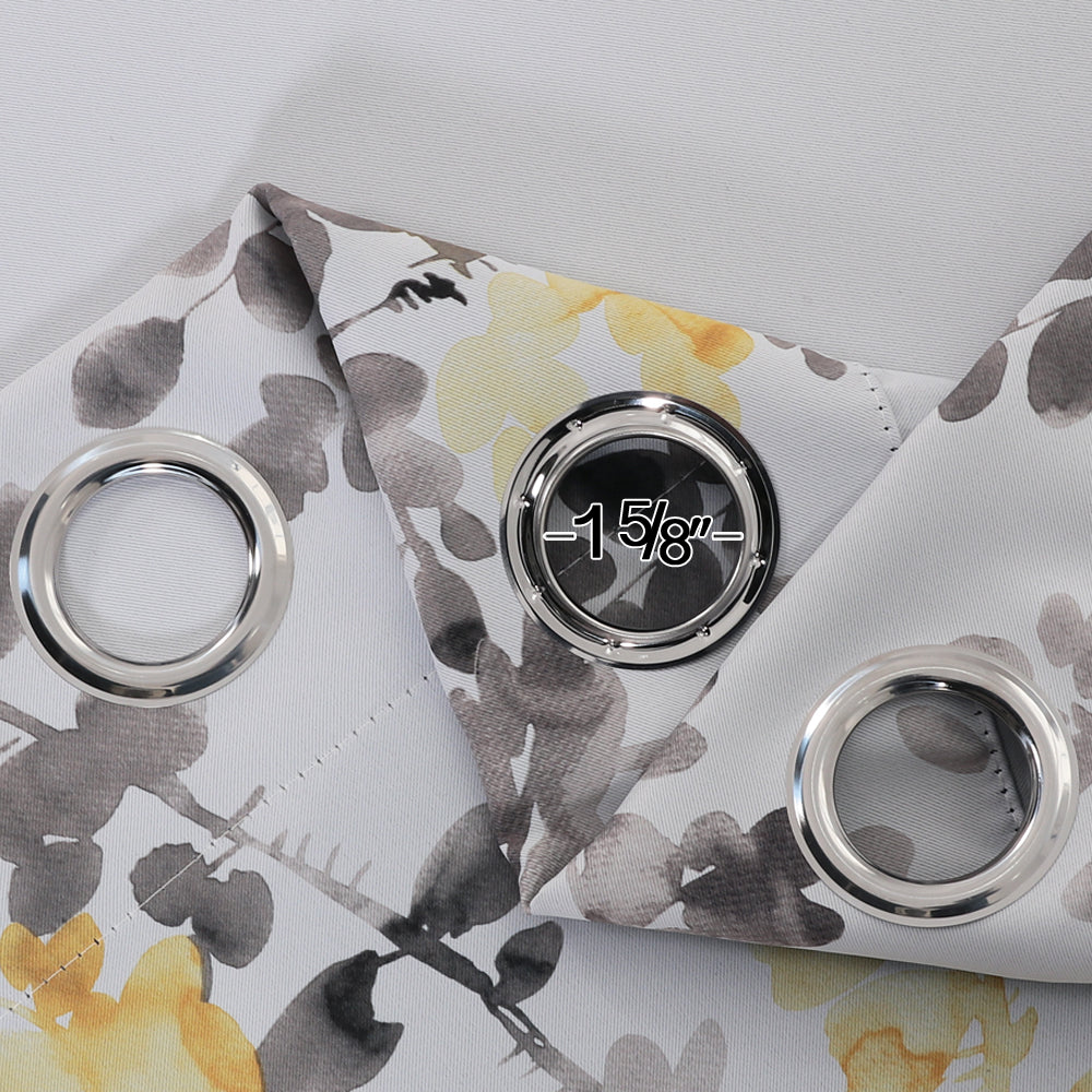 Blackout Room Darkening Thermal Insulated Curtain Grommet Panels, Vintage Classical Floral Printing, 52" W x 96" L