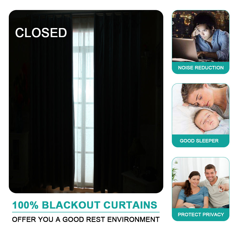 100% Blackout Curtains Full Light Blocking Curtain Draperies for Bedroom/Living Room 52'' x 108''