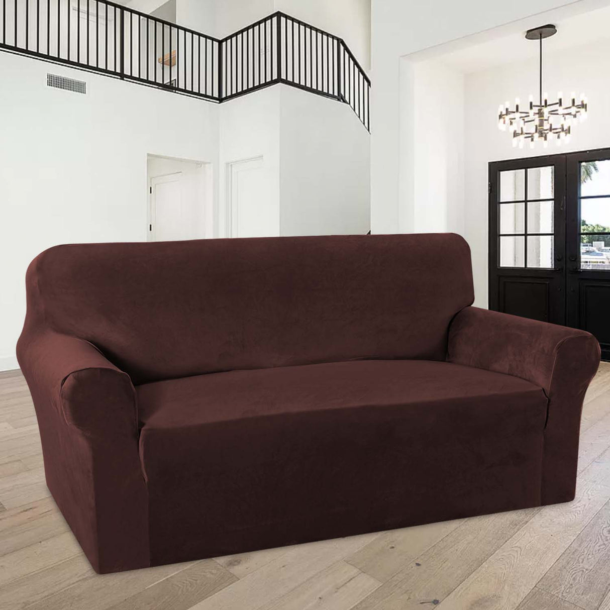 1-Piece Luxury Velvet 2-Seater Loveseat Stretch Slipcover