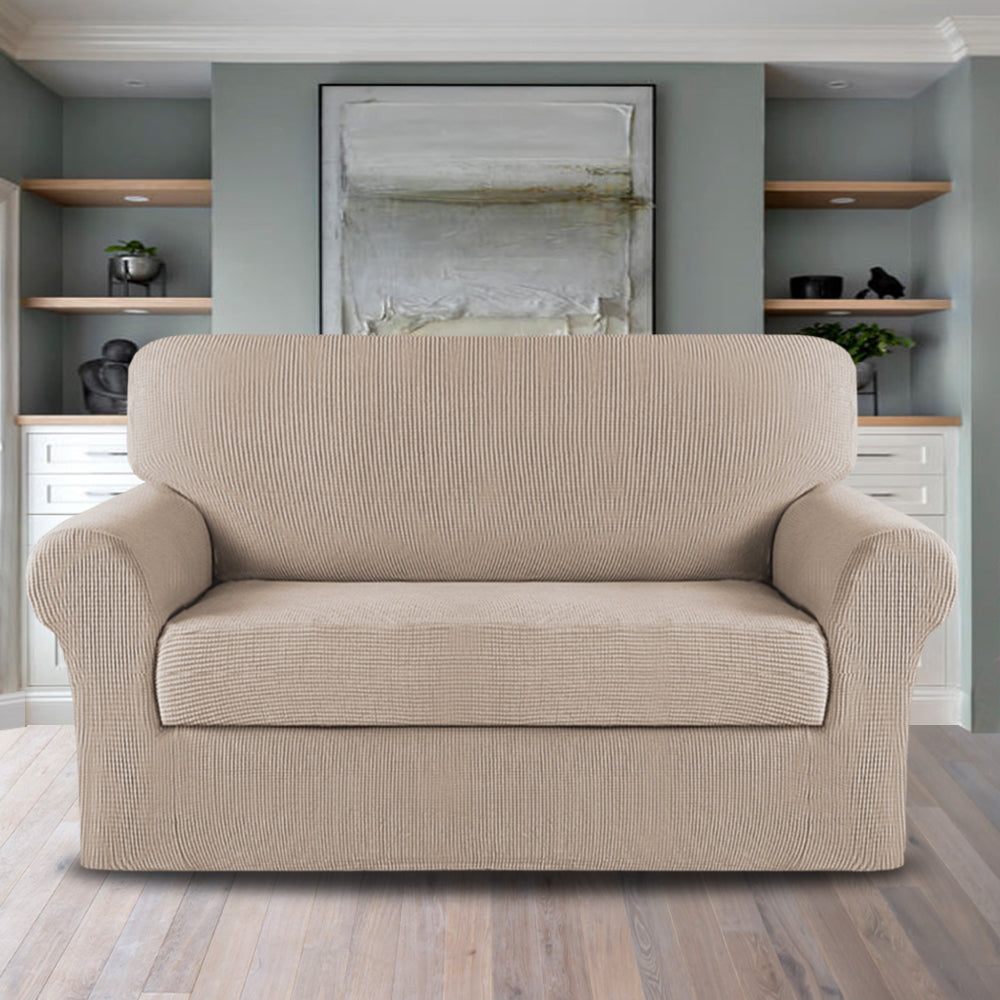 2-Piece Jacquard 2-Seater Loveseat Slipcover