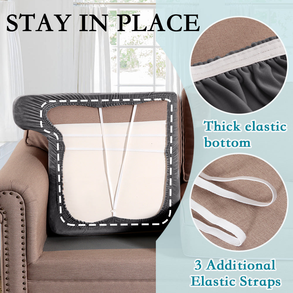 Stretch Velvet 2-Seater Slipcover for T-Cushion Loveseat Sofa