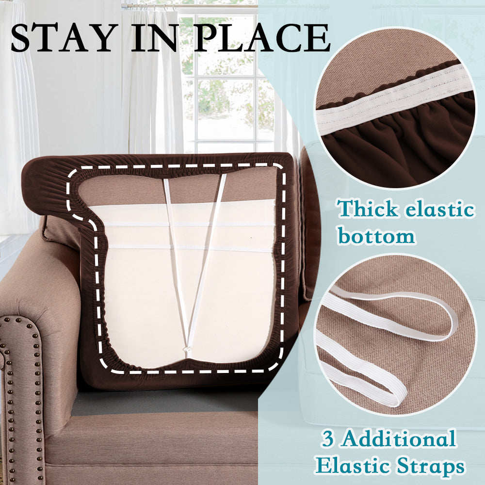 Stretch Velvet 3-Seater Slipcover for T-Cushion Sofa