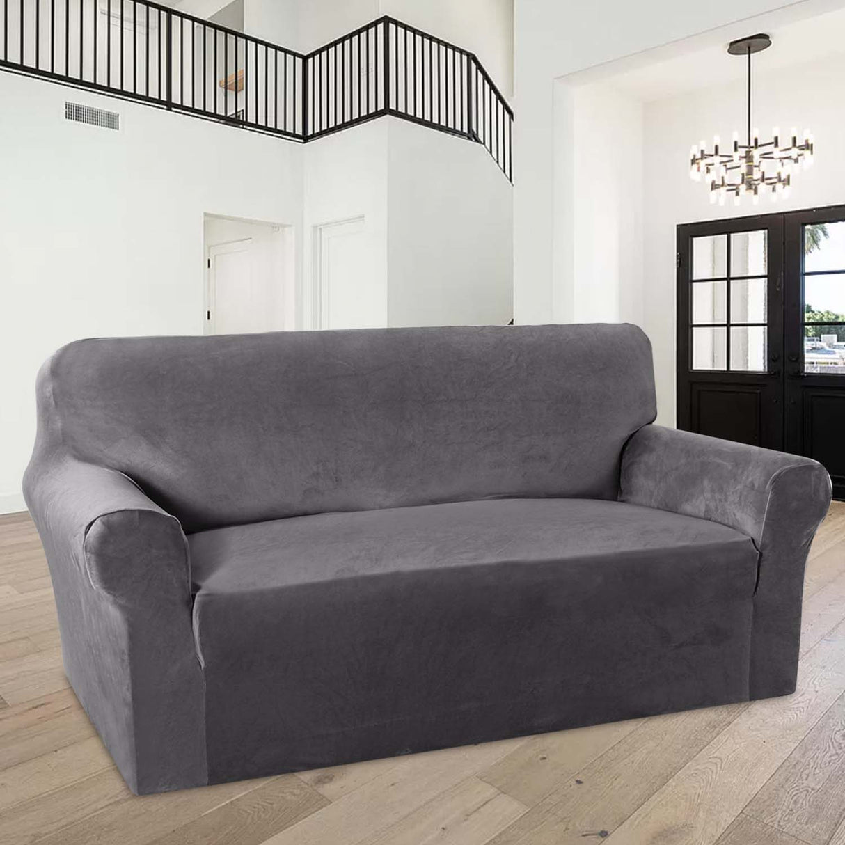 1-Piece Luxury Velvet 2-Seater Loveseat Stretch Slipcover