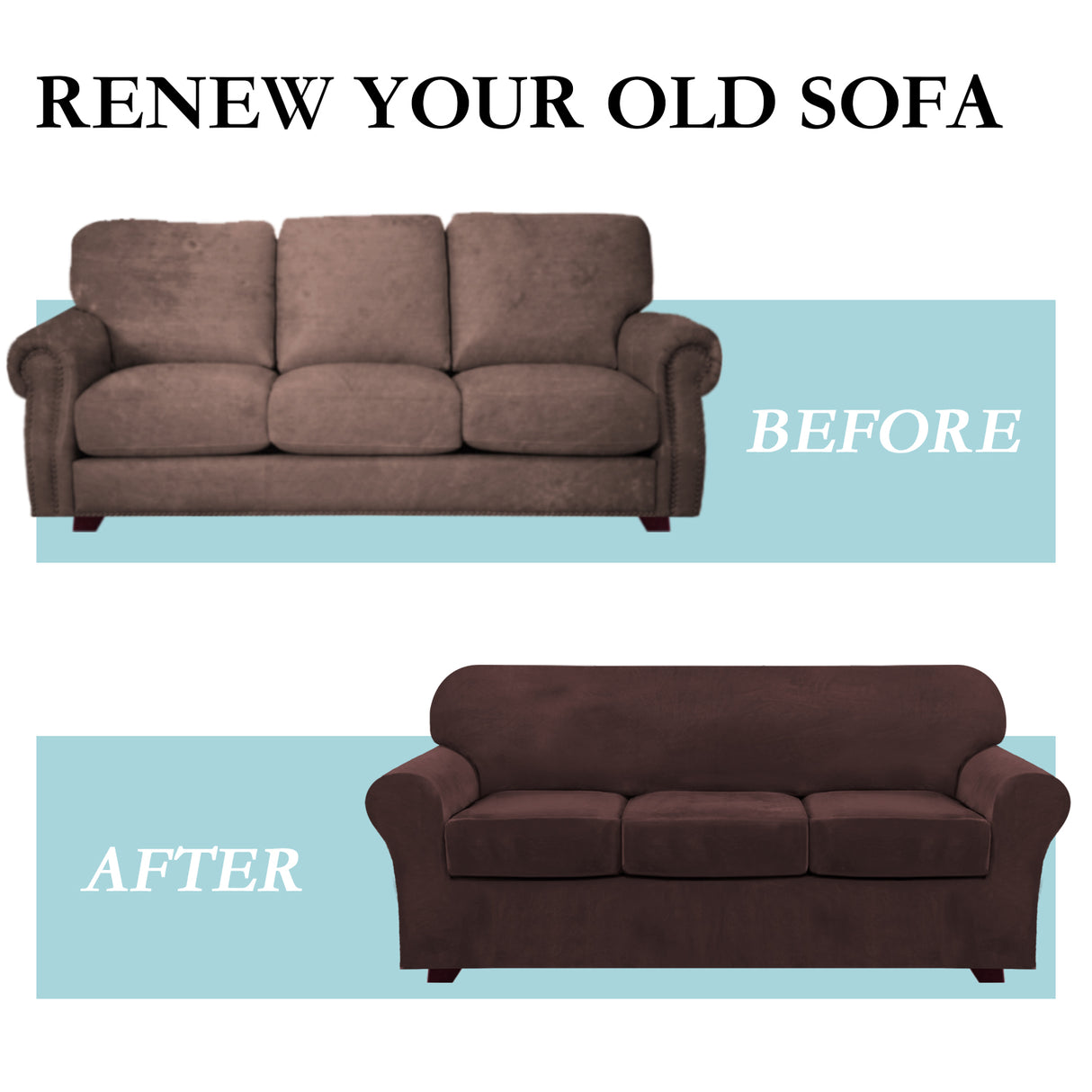 3-Piece Stretch Velvet Loveseat 2 Seater Slipcover