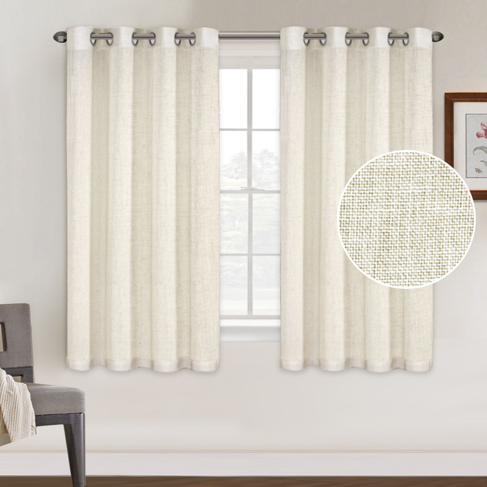Grommet Natural Linen Mixed Sheers Sold by 2 (52'' x 63'')