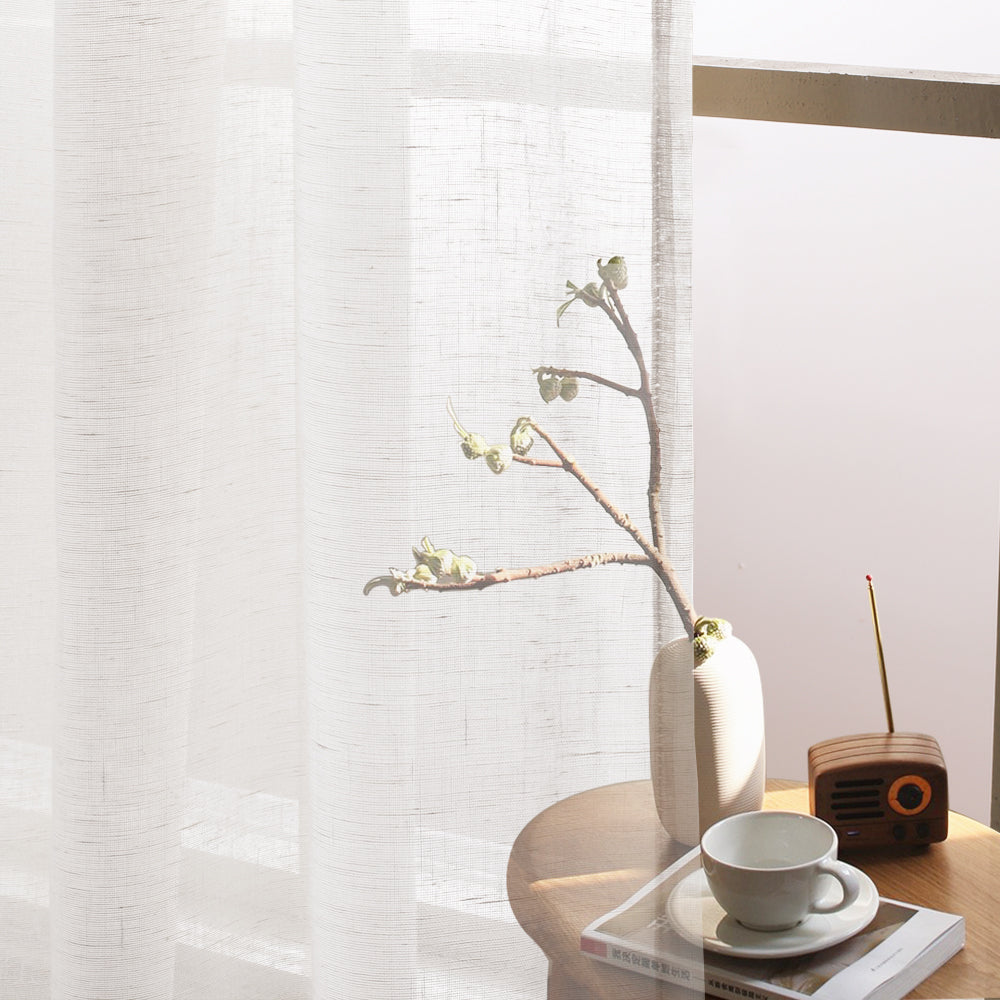 Grommet Semi Sheer Linen Draperies W52“ x L84" Set of 2 Panels