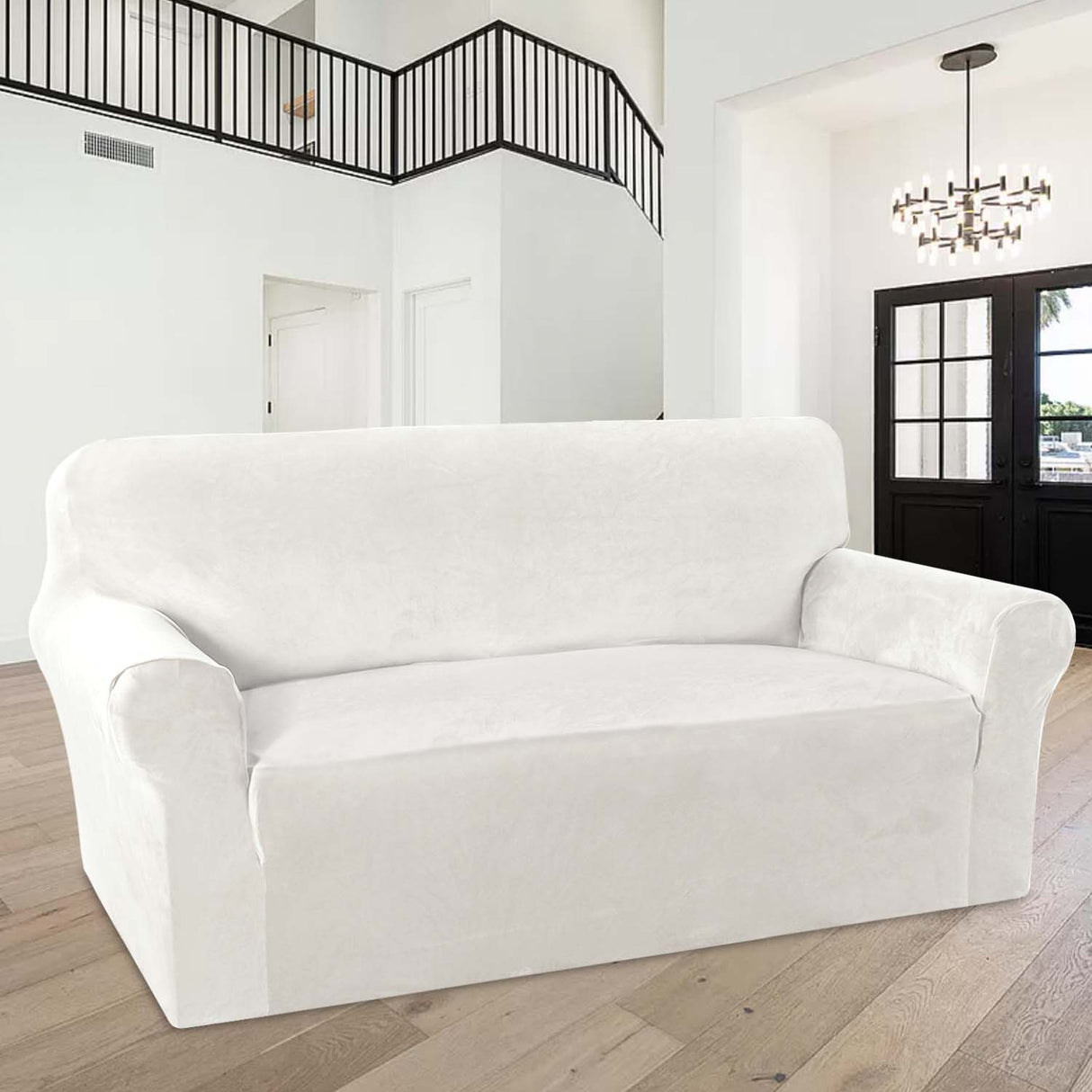 1-Piece Luxury Velvet 2-Seater Loveseat Stretch Slipcover