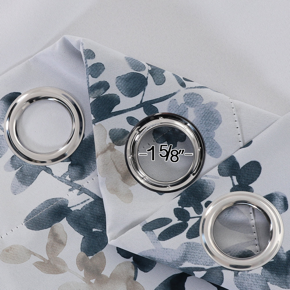 Blackout Room Darkening Thermal Insulated Curtain Grommet Panels, Vintage Classical Floral Printing, 52" W x 84" L