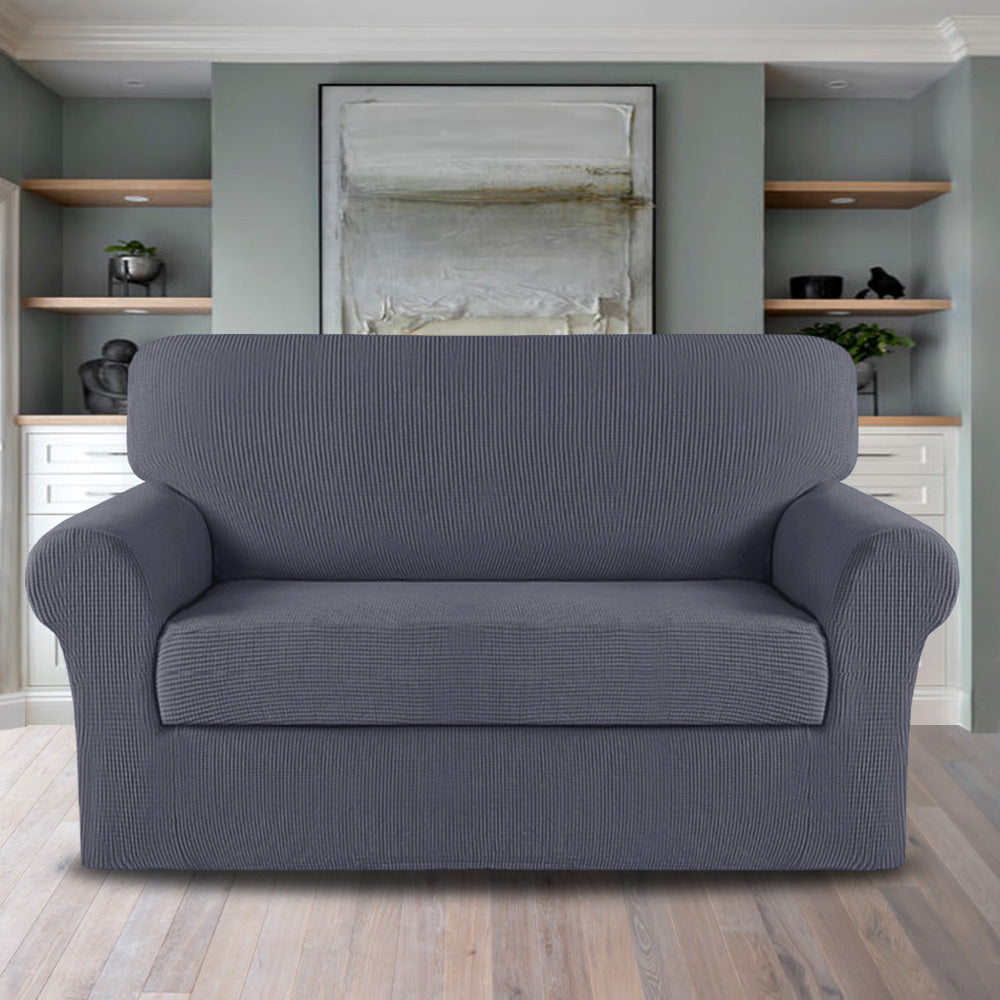 2-Piece Jacquard 2-Seater Loveseat Slipcover