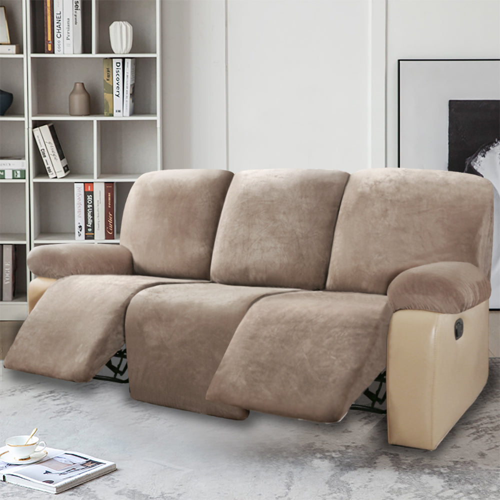 Simply Stretch Velvet Recliner Slipcovers with Armrest Covers 3 Seater
