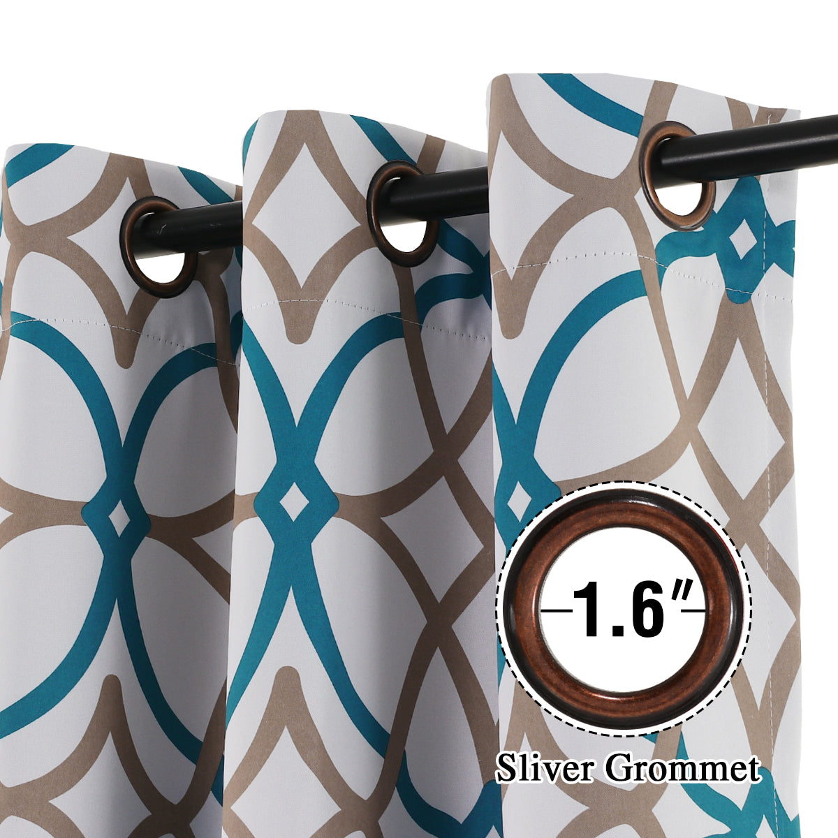 Room Darkening Geometric Curtains W52" x L63" Set of 2 Panels