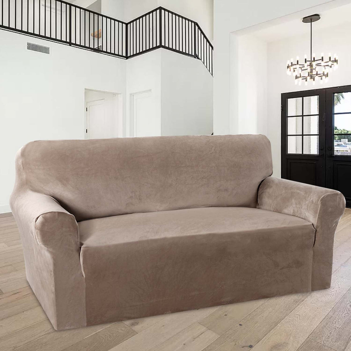 1-Piece Luxury Velvet 2-Seater Loveseat Stretch Slipcover