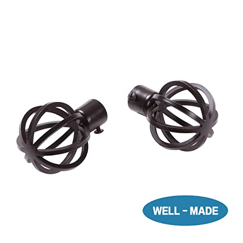 H.VERSAILTEX Window Curtain Rods for Windows 48 to 84 Inches Adjustable Decorative 3/4 Inch Diameter Standard Single Window Curtain Rod Set with Round Cage Finials, Bronze