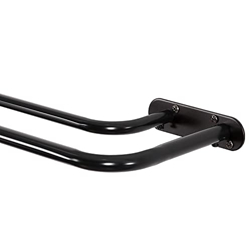 H.VERSAILTEX Double Curtain Rods for Windows 52 to 72 Inch Wrap Around Indoor / Outdoor Double Curtain Rods for Blackout Curtains, Suit for Grommet and Rod Pocket, Matte Black