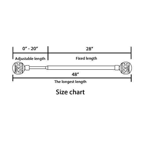 H.VERSAILTEX Window Treatment Single Curtain Rod Set Telescoping Curtain Rod with Carved Hollow Ball Finials, Adjustable Length from 28 to 48-Inch, 3/4 Inch Diameter, Bronze