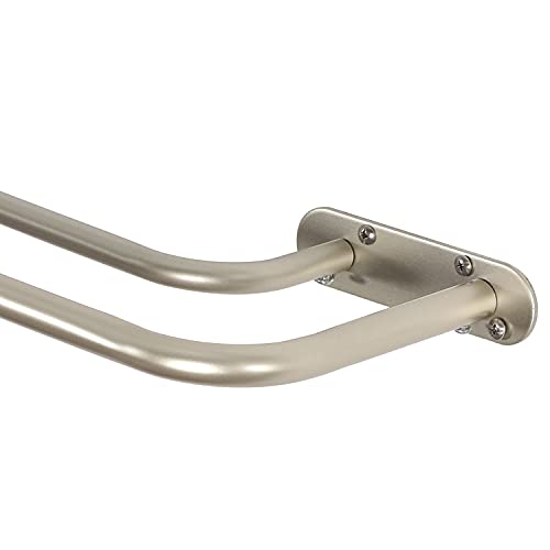 H.VERSAILTEX Double Curtain Rods for Windows 52 to 72 Inch Wrap Around Indoor / Outdoor Double Curtain Rods for Blackout Curtains, Suit for Grommet and Rod Pocket, Nickel