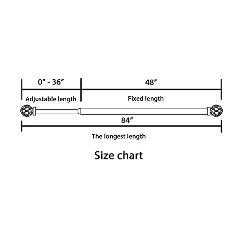 H.VERSAILTEX Window Curtain Rods for Windows 48 to 84 Inches Adjustable Decorative 3/4 Inch Diameter Single Window Curtain Rod Set with Twisted Cage Finials, Bronze