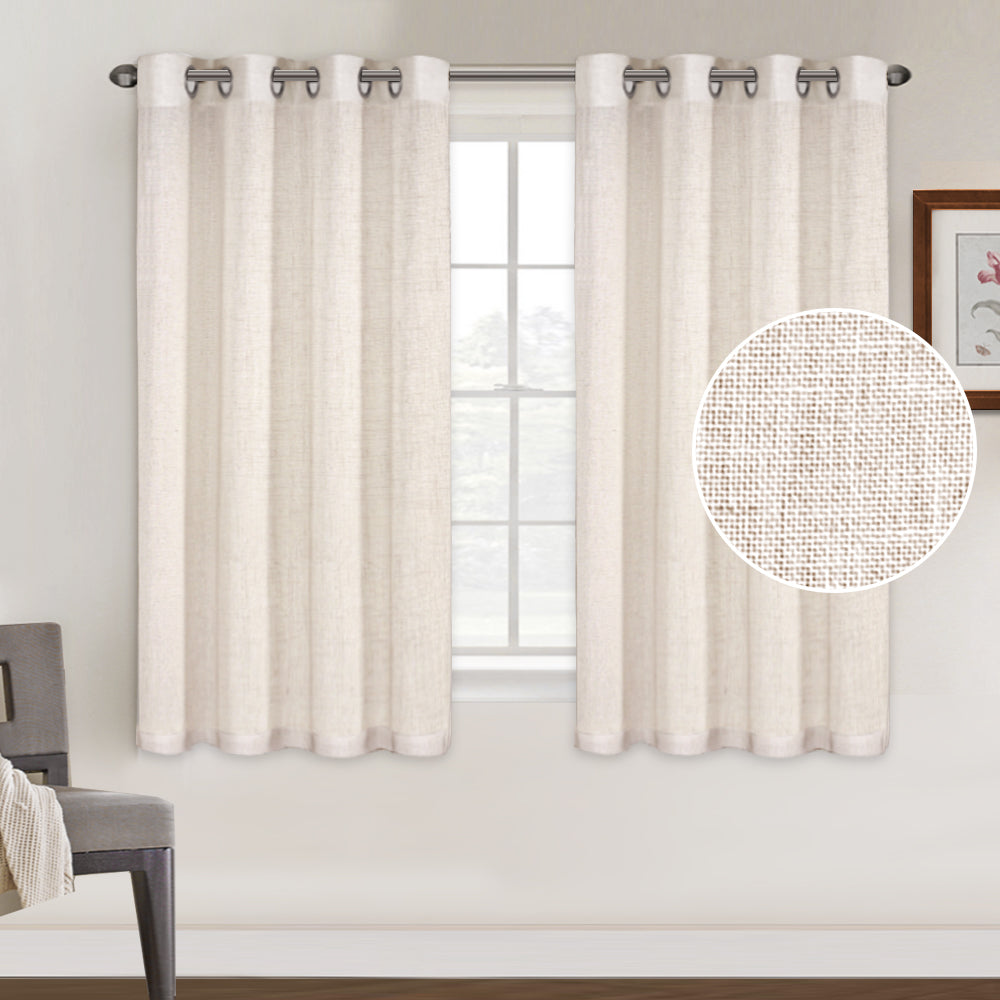 Grommet Natural Linen Mixed Sheers Sold by 2 (52'' x 63'')