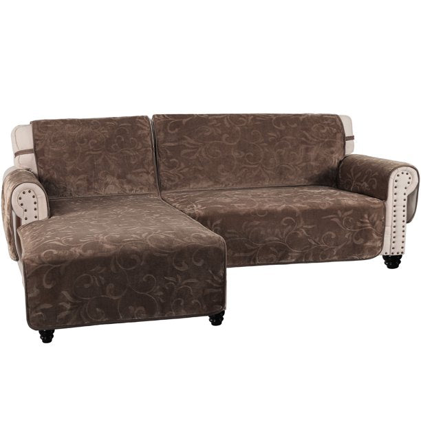 Water Resistant Floral Pattern L Shaped Sectional Sofa Cover Protector, L Size, L Side