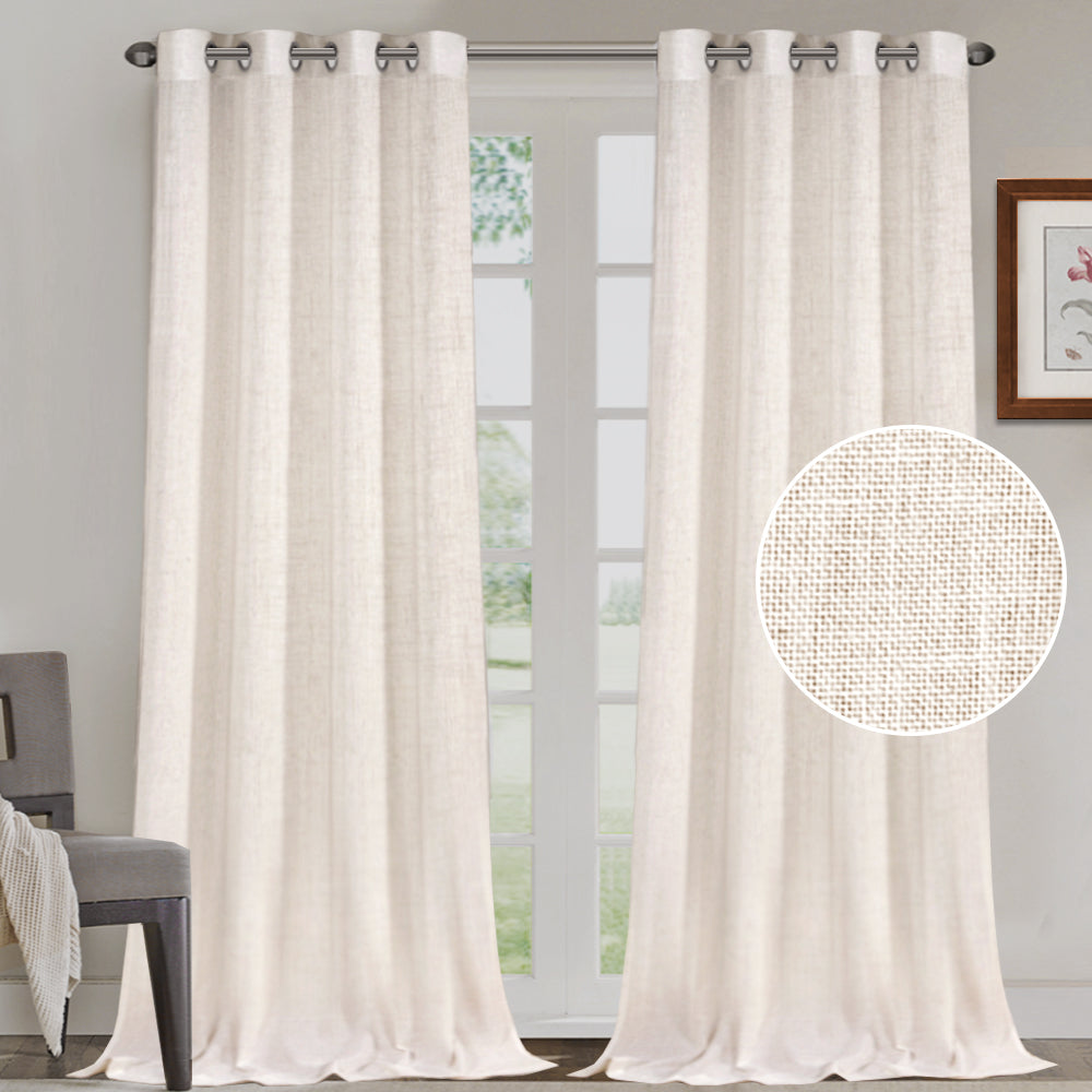Grommet Natural Linen Mixed Sheers Sold by 2 (52'' x 108'')