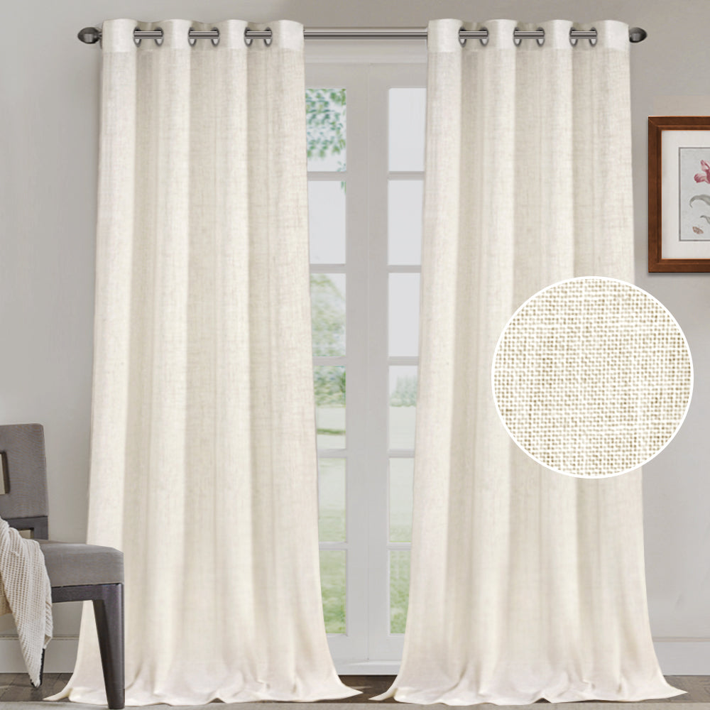 Grommet Natural Linen Mixed Sheers Sold by 2 (52'' x 108'')