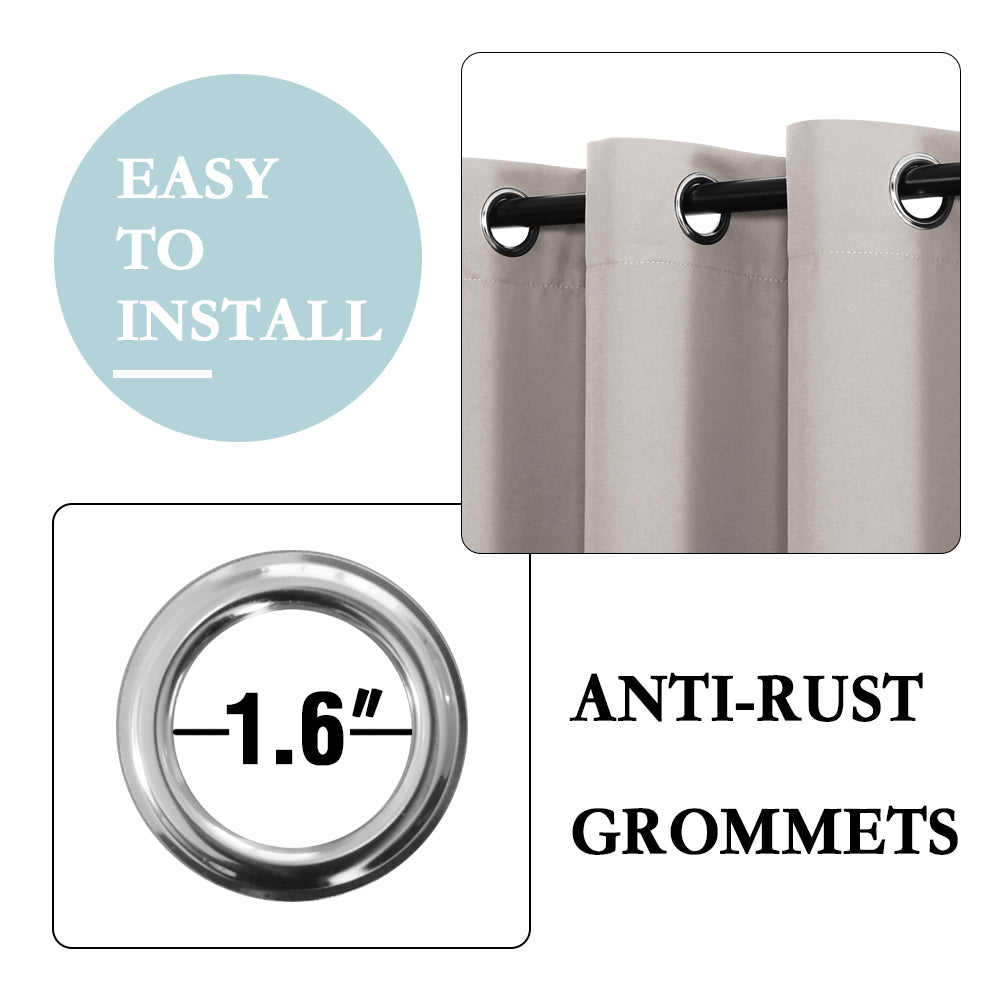 Thermal Insulated 100% Blackout Grommet Curtains for Bedroom with Black Liner(52 x 96-Inch, 2 Panels)