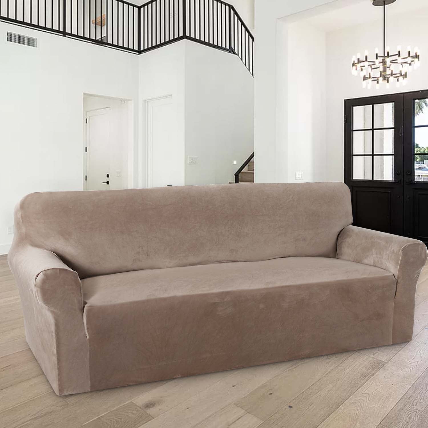 1-Piece Luxury Velvet 4 Seater Stretch Sofa Slipcover