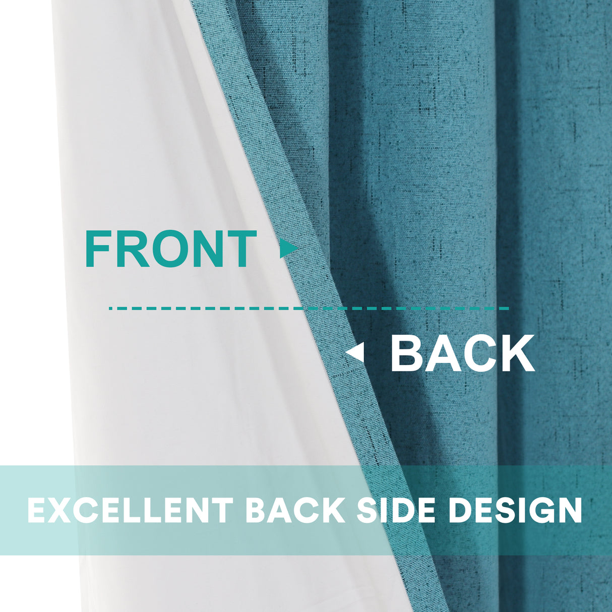 100% Premium Blackout Linen Textured Coating Draperies W52" x L108“ Set of 2 Panels