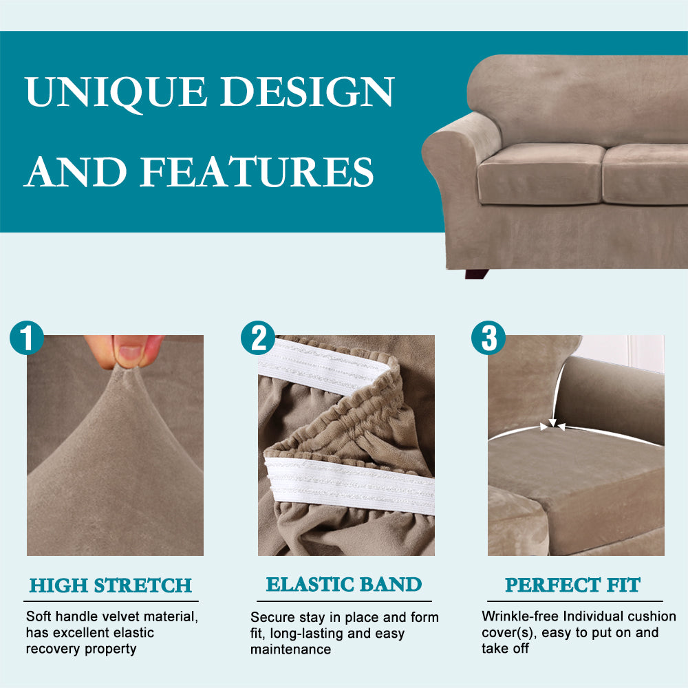 2-Piece Stretch Velvet Armchair One Seater Slipcover